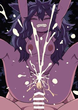 1boy after_vaginal anal animal_ears arms_up bar_censor black_hair breasts censored clenched_teeth closed_eyes commentary_request completely_nude cum cum_in_pussy cumdrip dark-skinned_female dark_skin dog_ears dog_girl doggy_style drooling facing_viewer female from_below large_breasts long_hair male nipples nude original outstretched_arms peeing penis pussy saliva sex sex_from_behind sharp_teeth solo_focus straight sweat teeth urine yoshino_norihito