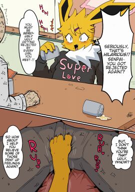anthro comic_page eeveelution english_text furry jolteon pokemon pokemon_(species) san_ruishin translated