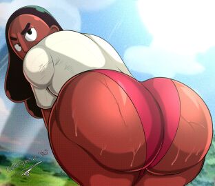2023 ass ass_focus background brown_hair cartoon_network ceegee clear_sky connie_maheswaran dark-skinned_female dark_skin female huge_ass indian indian_female looking_at_viewer looking_back looking_back_at_viewer nature_background red_panties steven_universe sweat sweaty_ass sweaty_butt