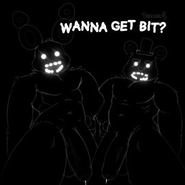 anthro bear black_body dergsalot duo five_nights_at_freddy's five_nights_at_freddy's_2 genitals glowing glowing_eyes hand_on_hip hi_res humanoid_genitalia humanoid_penis lagomorph leporid looking_at_viewer looking_down low-angle_view male male/male mammal muscular muscular_anthro muscular_male pecs penis rabbit shadow_bonnie shadow_bonnie_(fnaf) shadow_creature shadow_freddy_(fnaf)