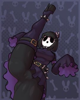 1girls 2023 2d anus anus_focus anus_peek artist_name ass bangs big_anus bimbo bodysuit bone bones boots bow bow_tie bowtie bunny bunny_ears cameltoe chocker clothed clothing female female_only flexible flexing fully_clothed goth goth_girl gothic gothic_lolita gothified gwendolyn_(avyweathery) high_heels leather_straps light-skinned_female light_skin low-angle_view mario_(series) mask masked masked_female mostly_clothed pale-skinned_female pale_skin pantyhose platform_heels pussy ribbon ribbons short_hair shy_gal shy_guy_mask solo spikes splits standing steam steaming_body steamy steamy_ass sweat sweatdrop sweaty_ass thigh_boots underskirt upskirt vertical_splits vetero watermark