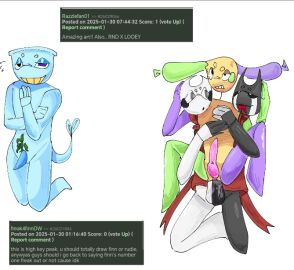 blue_skin conjoined_twins dandy's_world finn_(dandy's_world) fish_tail gay genital_slit indisgrace knotted_penis male penetration penis razzle_and_dazzle_(dandy's_world)