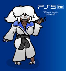 /ctt/ 1girls bathrobe breasts cigar console-tan dark_skin female gijinka glasses holding_cigar holding_object huge_breasts humanization large_breasts multicolored_nails parody playstation_5 ps5-tan ps5_pro-tan sony_interactive_entertainment stiletto_heels twintails white_hair