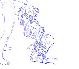 1boy 1girls arms_behind_back asian_mythology blowjob chinese_mythology fellatio female goddess hi-rez_studios kneeling lewd-smite-anon line_art male mythology nu_wa_(smite) nude oral oral_sex smite tattoo