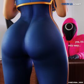 1girls 3d abs armpits arms_behind_head arms_up asian asian_female ass ass_focus athletic_female back_view blender bubble_butt cameltoe capcom child_bearing_hips chinese_female chun-li chun-li_(fortnite) chun-li_(street_fighter_alpha) female female_only fit_female fortnite hair_buns hairbuns hands_behind_head huge_ass huge_butt looking_at_viewer multiple_views muscular muscular_female nevoa round_ass round_butt shaved_armpit solo solo_female squid_game street_fighter street_fighter_alpha tight_clothing track_suit wide_hips