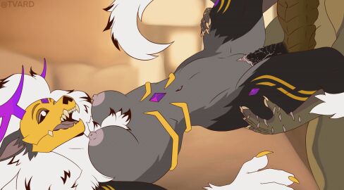 animal_genitalia animal_penis animated anthro antlers areola argonian bodily_fluids bone breasts deer digital_media_(artwork) duo erection female female_penetrated from_front_position fur genital_fluids genitals hair hi_res horn male male/female male_penetrating male_penetrating_female mammal microsoft navel nipples nude open_mouth penetration penile penile_penetration penis penis_in_pussy pussy reptile reverse_wheelbarrow_position scales scalie sex skull skull_head smile spread_legs spreading tail the_elder_scrolls tvard vaginal_penetration