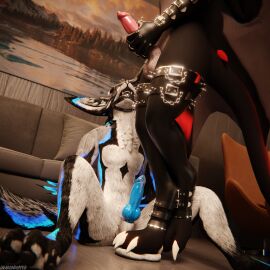 1:1 3d_(artwork) 4k absurd_res animal_genitalia animal_penis anthro anthro_on_anthro arms_tied ball_crush ball_gag ball_squeeze balls biped black_body black_clothing black_fur blender_(artwork) blender_cycles blindfold blue_body blue_fur blue_penis bodily_fluids bondage bound canid canine canine_genitalia canine_penis canis chatliner claws clothed clothing cock_and_ball_torture crush cum cum_dripping_from_penis cum_on_penis depth_of_field digital_media_(artwork) dominant dragonplayer dragonplayer_(character) duo erection feet flat_balls foot_crush foot_fetish foot_on_balls foot_play fox fur gag gagged genital_fluids genital_torture genitals grey_body grey_fur hair hi_res hindpaw hybrid inside jex knot legwear male male/male mammal multicolored_body nardoragon nude on_ground open_mouth orgasm pain paws penis red_body red_fur reflection restraints rexouium sex slim slim_anthro slim_male slim_sub smile standing standing_on_balls submissive submissive_male tail trampling white_body white_fur wings