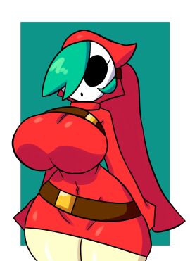 1girls 2d 2d_(artwork) belt big_breasts blue_background blue_hair breasts buckle busty clothed clothed_female clothing curvy eyelashes female female_only full_comfort genderswap hair_over_one_eye hoodie large_breasts light-skinned_female light_skin long_hair mario_(series) mask masked_female nintendo open_mouth red_clothing rule_63 shy_gal shy_gal_red solo solo_female super_mario_bros. voluptuous white_background wide_hips