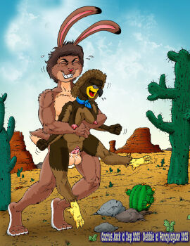 2023 accipitrid accipitriform anthro areola avian balls bird bodily_fluids breasts brown_body brown_feathers brown_fur brown_hair cactus cactus_jack_(wcd1959) caught clitoris cum cum_in_pussy cum_inside debbie_eagle desert eagle feathers female fur genital_fluids genitals hair hare hi_res lagomorph larger_anthro larger_male leporid male male/female mammal nipples penetration penis plant pussy rabbit sex size_difference smaller_anthro smaller_female tagme vaginal_penetration wcd1959_(artist)