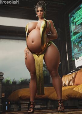 1girls 3d big_belly big_breasts breasts cd_projekt_red cyberpunk_2077 female huge_belly huge_breasts kreseks looking_at_viewer panam_palmer pregnant pregnant_female