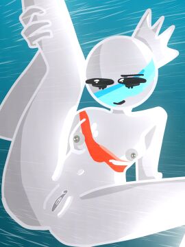 breasts calm calm_expressions female fish_fin fishysight_(artist) fishysights_ocean grey-skinned_female grey_skin holding_legs neo_(fishysights_ocean) nipple_piercing nipples piercing pussy small_breasts stripes thick_thighs uncensored underwater visible_pussy