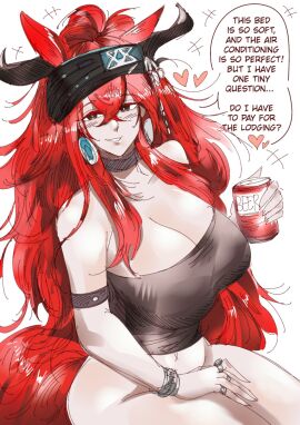 arknights bottomless female headband kecoadewi narantuya_(arknights) red_hair