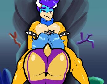 animated anthro ass big_ass big_butt blue_hair clothing duo fan_character fellatio female footwear hair irc_(artist) koopa koopaling lingerie male male/female mario_bros muscular muscular_male nintendo oral panties penile penis reptile scalie sex socks tail turtle underwear yellow_body