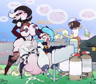 1futa 2girls ahe_gao ahegao_face areolae big_breasts breasts breeding_slave circi_(yobie) cow_bell cow_horns cow_print duo_focus egg egg_laying elbow_gloves female fishnet fishnet_legwear fishnets from_behind from_behind_position futa_on_female futa_wife futanari gardevoir gigantic_breasts humanoid impregnation intersex massive_breasts milk milking_machine nipple_piercing nipples noir_(yobie) piercing pokemon pokemon_(species) pregnant rolling_eyes sex shiny_gardevoir sparrow_(artist) tagme tongue tongue_out women_livestock