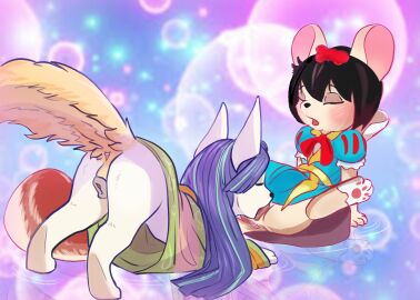 animal_genitalia anus ass ass_up blush canine_genitalia closed_eyes clothing cunnilingus dress duel_monster duo fairy_tail-luna fairy_tail-snow female female/female feral feral_on_feral genitals hi_res licking looking_pleasured oral pawpads paws pink_anus pussy sex spread_legs spreading tongue vaginal_penetration wugi yu-gi-oh! yuri