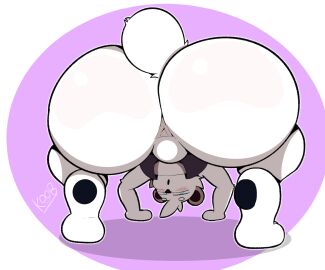 adumbkobold anthro anus ass bear big_ass big_butt blue_eyes blush clothing crouching hi_res hug huge_ass huge_butt hugging_object hugging_pillow keith_(pennyftzgerald) looking_at_viewer looking_back looking_back_at_viewer male mammal null_bulge pillow presenting presenting_hindquarters rear_view simple_background smug_face solo tail teddy_bear_(species) topwear undone_shirt ursine vest white_body