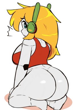 ass big_ass blonde_hair cave_story curly_brace doukutsu_monogatari exposed_ass female huge_ass kneeling pantsless presenting_hindquarters robot robot_girl sg64 worried worried_expression