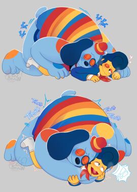 anal anal_sex anthro anthro_penetrating anthro_penetrating_humanoid barnaby_b._beagl_(welcome_home) barnaby_beagle beagle big_dom_small_sub blue_body bodily_fluids canid canine canis closed_eyes domestic_dog dominant duo emanata grabbing_from_behind hi_res humanoid humanoid_on_anthro humanoid_penetrated hunting_dog impact_lines male male/male mammal markings multiple_images obscured_penetration onomatopoeia penetration penile penile_penetration penis plap put2littlemore scent_hound sex size_difference sound_effects spots spotted_body sweat text wally_darling wally_darling_(welcome_home) welcome_home welcome_home_(puppet_show)