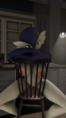 1girls 3d breasts chair chandra_(lucyfercomic) desk_lamp desktop female gardevoir hair_ornament half-closed_eyes head_rest head_tilt large_breasts long_hair looking_at_viewer meddlade moon_hair_ornament nipples nude on_chair pokemon pokemon_(species) pokémon_(species) purple_hair purple_skin sfm sitting sitting_on_chair solo xgonngivit yellow_eyes