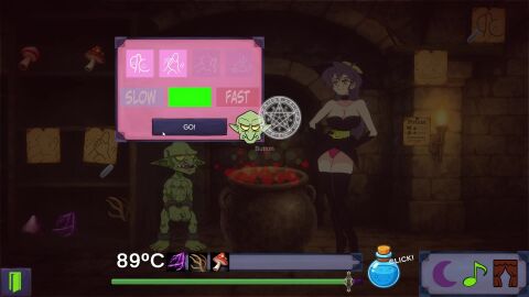 1boy ahoge animated between_breasts black_choker black_thighhighs blush breasts brick_wall cg choker collarbone colored_skin female goblin green_skin indoors large_breasts long_hair magic magic_circle navel nipples official_art open_mouth paizuri panties penis pink_panties pointy_ears purple_hair sharp_teeth smile sound spread_legs squatting straight tagme teeth thighhighs topless underwear video witch_(witch_seed_gsa) witch_seed_(goblin_slave_alchemy) yellow_eyes