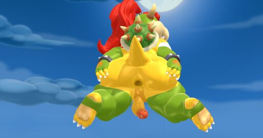 3d 3d_(artwork) anthro anthro_only anus ass ass_spread asshole bowser_jr. feet femboy gay hinjy4 male mario_(series) night nintendo presenting_anus stockings thick_thighs