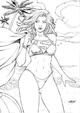 2d ass beach big_ass big_breasts big_lips bikini_bottom bikini_top black_and_white blonde_hair blue_eyes breasts bubble_ass bubble_butt cute dc dc_comics female huge_ass kara_danvers kara_zor-el large_ass large_breasts legs leo_matos looking_pleasured signature supergirl superman_(series) text thick thick_ass thick_lips thick_thighs thong