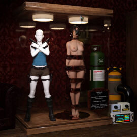 1girls 3d arms_at_sides asleep barefoot bound bound_arms bound_legs bound_neck breasts captured captured_heroine chloroform clothes_removed completely_nude defeated defeated_heroine display display_case english_text eyes_closed feet female forniphilia gas_mask helpless helpless_female human_furniture human_trophy immobile indoors lara_croft lara_croft_(survivor) legs_together living_statue living_trophy mannequin midriff name_tag nipples nude nude_female oldmanjaay overhead_light permanent_bondage plaque pussy pussy_obscured sign solo_female stasis_chamber stationary_restraints stripped stripped_naked suspension suspension_bondage text tomb_raider tomb_raider_(survivor) trophy_case unconscious