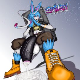 absurd_res anthro balls big_balls big_penis bodily_fluids clothing cum cum_drip dripping eeveelution excessive_cum excessive_genital_fluids footwear generation_6_pokemon genital_fluids genitals hi_res huge_balls huge_cock hyper hyper_balls hyper_genitalia hyper_penis male nintendo penis pokemon pokemon_(species) shoes smiley smiley_(smiley) solo sweat sylveon unusual_bodily_fluids unusual_cum unusual_genital_fluids