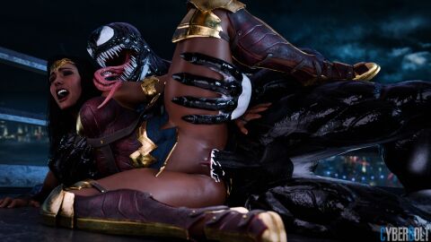 1boy 1girls 3d 4k cyberbolt dc dc_comics female highres male marvel marvel_comics sex spider-man_(series) venom_(marvel) wonder_woman wonder_woman_(series)