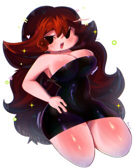 :3d auburn_hair big_breasts black_dress blush blush_lines breasts exposed_breasts exposed_shoulders female friday_night_funkin geometric_pattern geometric_shapes girlfriend_(friday_night_funkin) hair hips hips_wider_than_shoulders long_hair looking_at_viewer no_desi1 simple_background tagme thick_thighs thighs tight tight_clothes tight_clothing tight_dress tight_fit