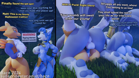 2024 3d absurd_res anthro areola ass bacn balls bandai_namco big_breasts blue_body blue_hair bodily_fluids breasts canid canine canis claws clothed clothing comic crossover cum cum_in_pussy cum_inside detailed_background dialogue digimon digimon_(species) digital_media_(artwork) english_text erection female female_penetrated forest fox fur futa/female futa_on_female futanari genital_fluids genitals group group_sex hair hi_res humanoid_genitalia humanoid_penis intersex intersex/female intersex_penetrating kidnapping krystal krystal_(star_fox) mammal nintendo nipples nude open_mouth outside outside_sex penetration penile penis plant pussy renamon renamon_(bacn) sex sex_slave slave smile star_fox tail text tree warning_sign white_body white_fur wolf yellow_body