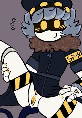 2d blush clothed cuntboy disassembly_drone glitch_productions humanoid intersex legs_apart male male_only mostly_clothed murder_drones n_(murder_drones) presenting presenting_pussy pussy robot robot_boy robot_humanoid screen_face trans_man transmasc white_body wywyrm yellow_pussy