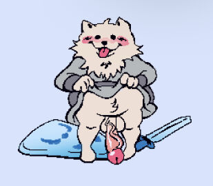 2d anthro blush enterman hyper hyper_penis lesser_dog long_penis male male_only penis undertale undertale_(series)
