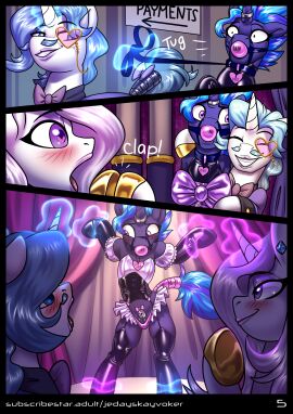 absurd_res ball_gag barcode blush chastity_cage chastity_device clothed clothing collar comic crossdressing digital_drawing_(artwork) digital_media_(artwork) dressing_up equid equine eyewear fancypants_(mlp) femboy feral flat_chastity_cage fleur_de_lis_(mlp) friendship_is_magic ftm_crossgender gag gloves group hair handwear hasbro heart_eyes heart_symbol hi_res horn horn_jewelry horn_ring jedayskayvoker jewelry latex latex_clothing latex_gloves latex_handwear latex_legwear latex_stockings leash leashed_collar legwear lipstick magic maid_uniform makeup male male/male mammal monocle my_little_pony mythological_creature mythological_equine mythology quadruped quantum_theorem_(kylanthered) ring_(jewelry) rule_63 sex_slave skimpy slave smile stockings tail tail_wraps trio unicorn uniform wraps