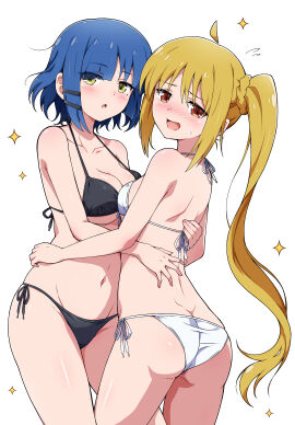 2girls absurd_res absurdres ahoge arms_around_partner arms_around_waist ass ass_cleavage ass_crack back bare_arms bare_belly bare_chest bare_hands bare_hips bare_legs bare_midriff bare_navel bare_shoulders bare_skin bare_thighs bare_torso belly belly_button bikini bikini_bottom bikini_only bikini_top black_bikini black_bikini_bottom black_bikini_only black_bikini_top black_string_bikini black_swimsuit black_swimwear blonde-haired_female blonde_female blonde_hair blue-haired_female blue_eyebrows blue_hair blush blush_lines blushing_at_viewer blushing_female bocchi_the_rock! breasts butt_crack cleavage collarbone dot_nose eggman_(ni_tamagoex) elbows embarrassed embarrassed_female female female_focus female_only fingernails fingers flat_belly flat_chest flat_chested green-eyed_female green_eyes groin hairpin half_naked hand_on_another's_back hand_on_another's_hip hand_on_another's_waist hand_on_back hand_on_hip hand_on_waist high_resolution high_school_student highres hourglass_figure ijichi_nijika legs light-skinned_female light_skin long_hair looking_at_viewer looking_away looking_away_from_partner medium_breasts medium_hair mole mole_under_eye multiple_females multiple_girls navel open_mouth open_mouth_smile orange-eyed_female orange_eyes parted_lips petite petite_body petite_breasts petite_female ponytail pussy school_girls schoolgirl short_hair shoulders side-tie_bikini side_ponytail sideboob simple_background slender_body slender_waist slim_female slim_waist small_breasts smile smiling standing stars string_bikini swimsuit swimwear teenage_female teenager thick_ass thick_thighs thighs thin_waist tongue upper_body v-line white_background white_bikini white_bikini_bottom white_bikini_only white_bikini_top white_string_bikini white_swimsuit white_swimwear wide_hips yamada_ryou yuri
