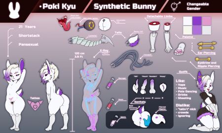 5:3 absurd_res anthro anus aristar ass bodily_fluids butt_grab cum english_text fangs femboy genital_fluids genitals glistening glistening_body gynomorph hand_on_butt herm hi_res intersex knot lagomorph leporid machine mammal mechanical_arm mechanical_leg model_sheet nipple_piercing nipples nude pawpads penis piercing rabbit robot slit_penis solo synthetic tattoo teeth tentacle text tongue tongue_out vulva x-ray_view