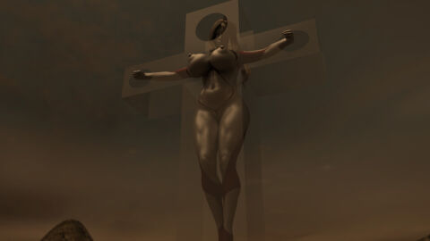 3d alien alien_girl alien_humanoid asian asian_female ass big_breasts bodypaint breasts crucifixion female female_focus giant_ass giant_breasts giantess glowing_eyes large_ass large_breasts massive_ass massive_breasts massive_butt massive_thighs nude nude_female original original_character ponytail red_body red_bodypaint red_skin silver_body silver_bodypaint silver_hair silver_skin superheroine thick_ass thick_butt thick_hips thick_thighs thighs ultraman_(franchise) ultrawoman yoidore