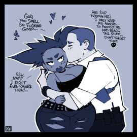 breasts character_request cleavage fangdangler female light-skinned_male light_skin male original original_character original_characters thick_thighs thighs