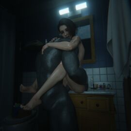 1boy 1girls 3d big_breasts biohazard blue_eyes breasts breasts_apart brown_hair capcom dark-skinned_male dark_skin erect_nipples female female_focus female_penetrated grabbing holding indoors jill_valentine jill_valentine_(sasha_zotova) legs_up light-skinned_female light_skin looking_at_viewer male male/female male_penetrating male_penetrating_female medium_hair moaning_in_pleasure mr_x nipples nude nude_female nude_male on_back one_eye_closed open_mouth partial_male penetration penis penis_in_pussy pussy resident_evil resident_evil_3 resident_evil_3_remake sex standing_sex stephanie23 tyrant unseen_male_face vagina vaginal_penetration vaginal_sex