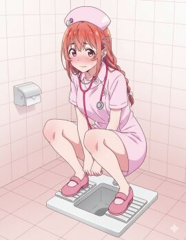 kanojo_okarishimasu nurse orange_hair rent_a_girlfiend sakurasawa_sumi squat_toilet toilet