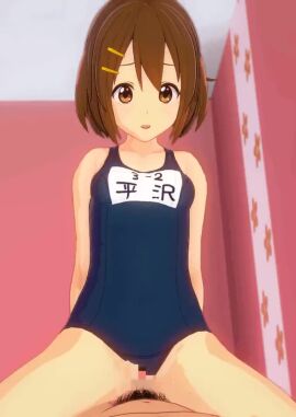 1boy 1girls artist_request cowgirl_position k-on! sex swimsuit tagme vaginal_penetration video yui_hirasawa_(k-on!)
