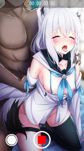 1boy 1girls 9:16 animated areola ass breasts cum cum_inside dark-skinned_male dark_skin fat_ass female fluids fox_ears fox_girl fox_tail hd hololive hololive_gamers hololive_gen_1 hololive_japan interracial kemonomimi light-skinned_female light_skin long_video longer_than_2_minutes lowres male medium_breasts nipples shirakami_fubuki sound tagme thick_thighs vertical_video video virtual_youtuber white_hair xwu