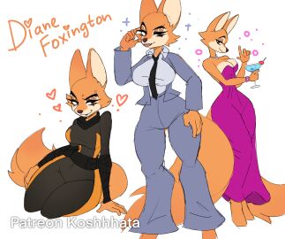 bodysuit diane_foxington dreamworks dreamworks_animation dress drink female female_focus female_only fox_girl furry furry_female ginger koshhhata office_clothing office_lady png purple_dress tail the_bad_guys universal_pictures universal_studios