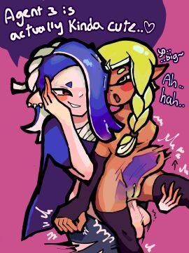 1futa 1girls agent_3_(splatoon_3) anal anal_sex animal_humanoid anthro belly_bulge blush cephalopod cephalopod_humanoid clenched_hand dialogue english_text female futa_on_female futanari huge_cock humanoid inkling inkling_girl intersex mask_(marking) new_agent_3_(splatoon) nintendo octoling penis pointy_ears pseudo_hair self_upload shiver_(splatoon) splatoon splatoon_(series) splatoon_3 squid stomach_bulge tentacle tentacle_hair text thighhighs veronika_(splatoon) x-ray_view