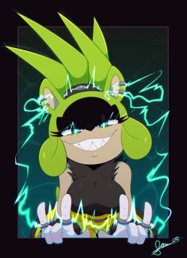 1girls afrosoricid anthro big_breasts bigdon1992 breasts ear_piercing earrings electricity female female_only half-closed_eyes idw_publishing lightning piercing png smile smug solo sonic_(series) sonic_the_hedgehog_(idw) sonic_the_hedgehog_(series) surge_the_tenrec tenrec thick_thighs wide_hips