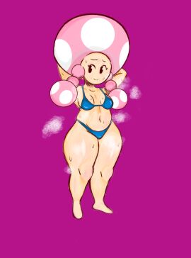 1girls belly bikini blue_bra blue_thong bra breasts eyelashes female female_in_heat female_only in_heat mario_(series) mob_face mushroom_girl mushroom_humanoid nintendo purple_background pussy pussy_outline solo solo_female steaming_body sweat sweaty tagme tagme_(artist) thick_thighs thong tight_pussy toadette twintails unknown_artist unknown_source