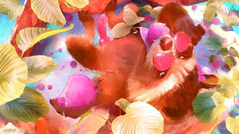 animal_genitalia animal_penis anthro brown_body brown_fur canine_genitalia detailed_background eating_fruit erection eyewear eyewear_only fur genitals glasses glasses_only guardians_of_the_galaxy hi_res high-angle_view knot knotted_penis looking_at_viewer lowering_glasses male mammal marvel marvel_comics nude partially_submerged penis procyonid raccoon rocket_raccoon sidekick solo sunglasses sunglasses_only water watermark wearing_glasses