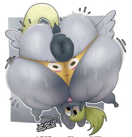 1girls anal anal_invitation anal_suggest ass back_view derpy_hooves dialogue donut_anus female female_only gigantic_ass huge_ass my_little_pony outie_anus puffy_anus text thedeathcrow05