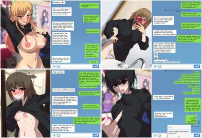 1girls areola areolae big_breasts black_eyes black_hair black_hoodie black_pubic_hair blonde_hair blush breast_reduction breast_shrinking breasts breasts_out breasts_out_of_clothes clare_(erasethismail) clothed clothed_female clothing crossover ear_piercing earrings english english_text erasethismail eye_color_change female female_only female_pervert hair_color_change hoodie horny_female identity_death implied_transformation kitagawa_marin light-skinned_female light_skin long_hair medium_hair middle_finger navel nipples offscreen_character panties phone phone_screen piercing piercings pink_eyes pink_highlights pubic_hair pubic_hair_peek selfie small_breasts sono_bisque_doll_wa_koi_wo_suru sweat sweatdrop sweating tan_line text text_box tongue tongue_out transformation transformation_sequence two-tone_hair what white_panties