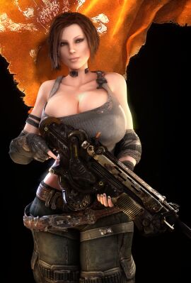 1girls 2023 3d 3d_(artwork) alternate_ass_size alternate_breast_size ass big_ass breasts breasts_bigger_than_head breasts_bigger_than_torso brown_hair bulletstorm cleavage clothed clothed_female electronic_arts epic_games female female_human female_only fingerless_gloves gigantic_breasts gloves gun hair_over_one_eye holding_gun holding_object holding_weapon hourglass_figure huge_breasts human human_female large_ass looking_at_viewer pants people_can_fly small_waist solo solo_female thin_waist top_heavy trishka_novak upper_body vaako wasp_waist weapon wide_hips